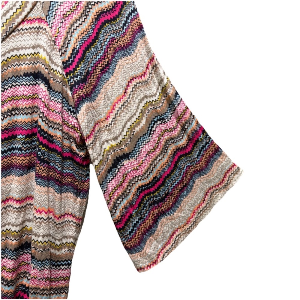 American Rag Pink and Cream Striped Peasant Blouse 3/4Bell Sleeves Smocked Waist - Picture 3 of 7